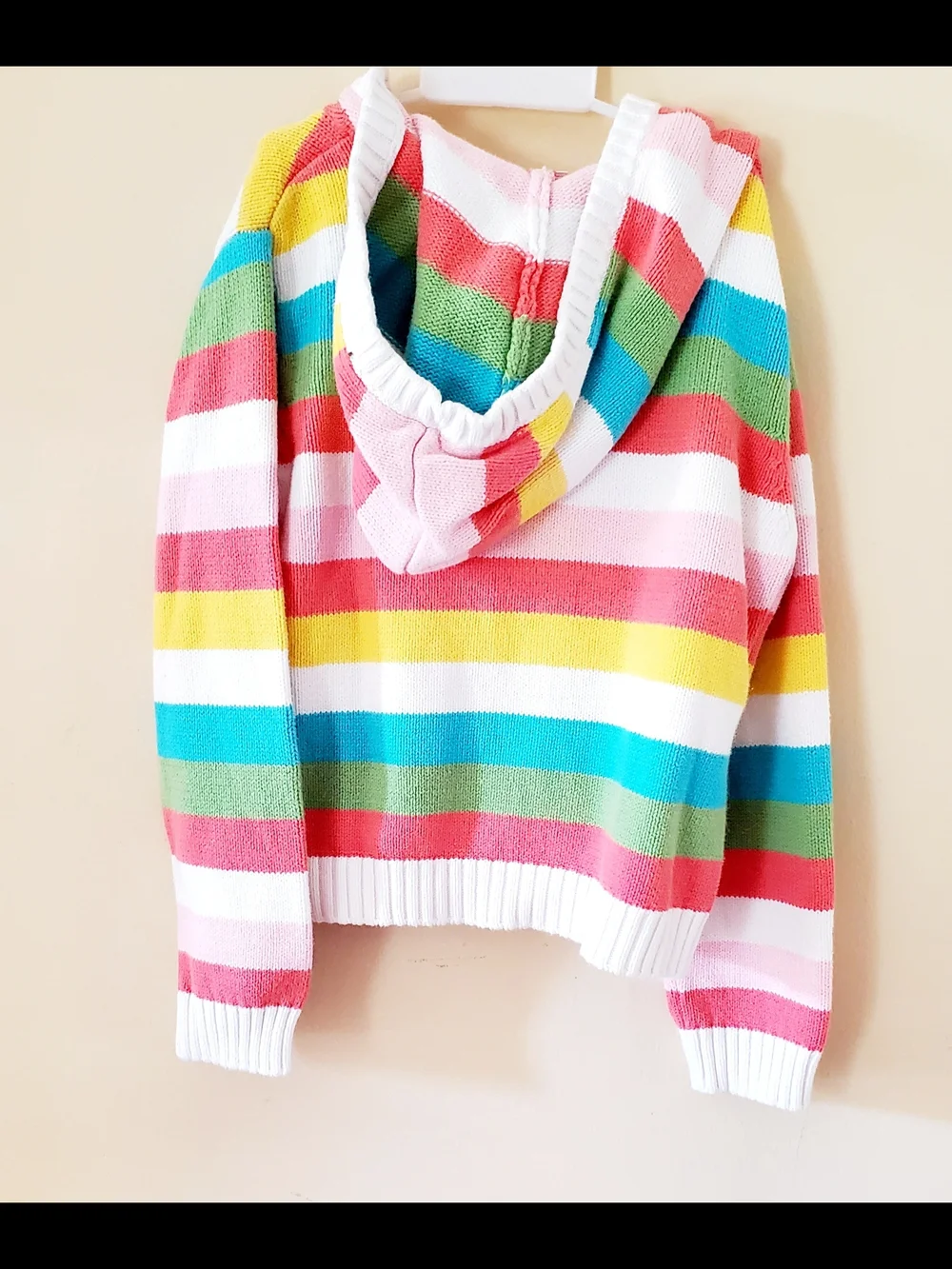 Gymboree Rainbow Striped Hooded Zip Sweater In Size S (5-6)